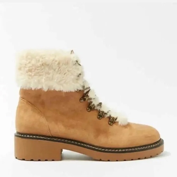 Forever 21 Shoes - Forever 21 • Tan Faux Suede Faux Sherpa Trim